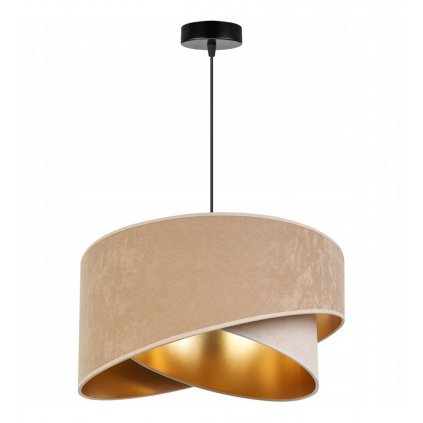 elegancka wiszaca regulowana lampa z asymetrycznym welurowym abazurem