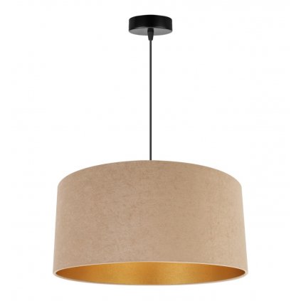 nowoczesna regulowana lampa mediolan duzy bezowy abazur z efektem zlota