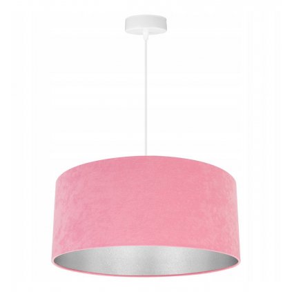 rozowa regulowana lampa wiszaca mediolan z abazurem wnetrze chrom