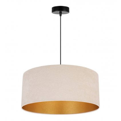 elegancka lampa wiszaca mediolan z bezowym welurowym abazurem