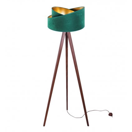 stylowa lampa podlogowa trojnog z welurowym arazurem mediolan