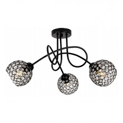 lampa sufitowa art deco ze szklanymi kloszami z krysztalow