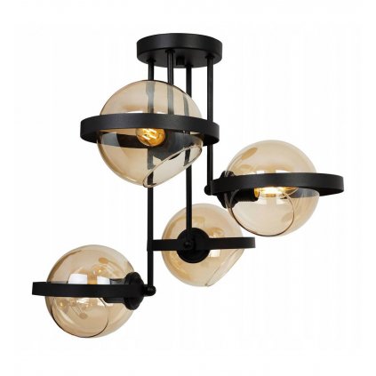 dekoracyjna lampa do wnetrza z kloszami w miodowym kolorze