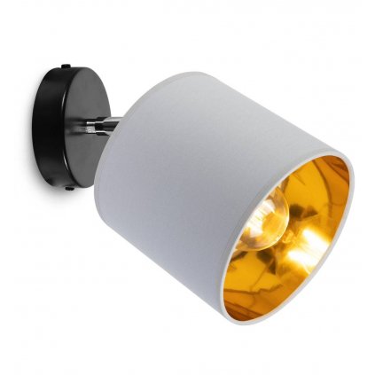 nowoczesny reflektor z abazurem spot gama zlote wnetrze