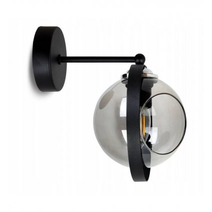 nowoczesny kinkiet z metalu i szkla klosz kula