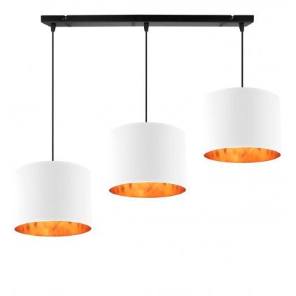 lampa wiszaca nowoczesna z abazurami na listwie zloty srodek