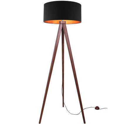 lampa podlogowa drewniana stojaca trojnog z abazurem