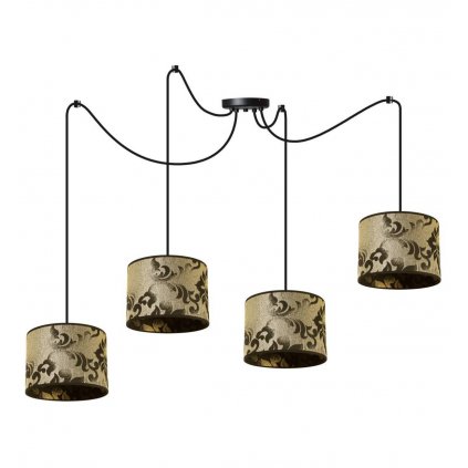 lampa wiszaca werona z regulacja typu pajak okragly abazur o zlotym wzorze