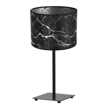stylowa lampa stolowa werona gia z abazurem wzor czarno srebrny