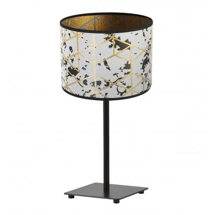 lampa stolowa nocna werona gia z abazurem wzor bialo zloty