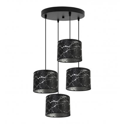 wiszaca lampa werona z abazurami w kolorze czarnym ze srebrnymi akcentami