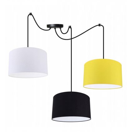 klasyczna lampa wiszaca pajak z abazurami o wielu kolorach