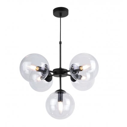 lampa wiszaca sufitowa styl loftowy zyrandol czarny bezbarwne klosze e14