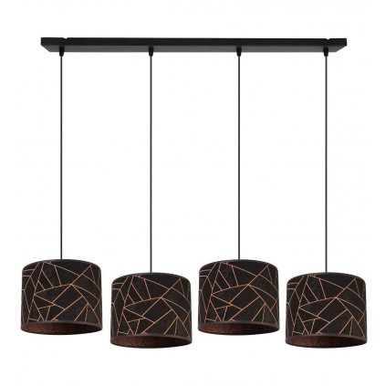 nowoczesna lampa na listwie werona czarna z miedzianym wzorem