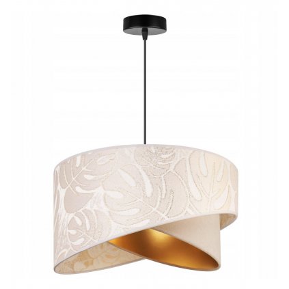 lampa wiszaca z abazurem werona czarno zlote wykonczenie wzor monstera