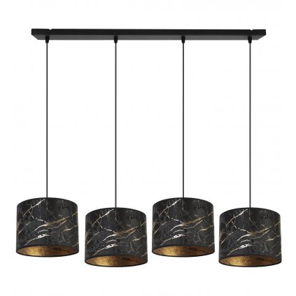 nowoczesna lampa wiszaca na listwie werona czarna ze zlotym wzorem