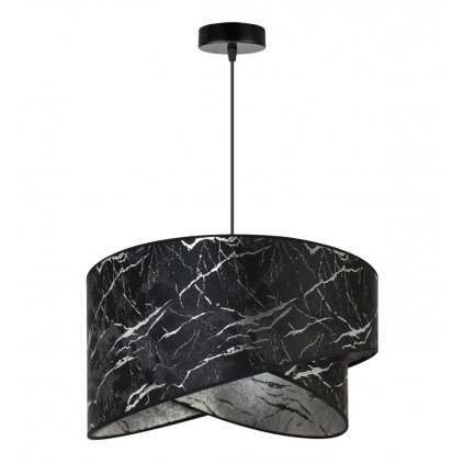 elegancka lampa sufitowa z duzym abazurem astmetrycznym srebro