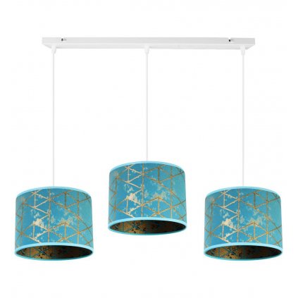 wiszaca lampa sufitowa werona z niebieskimi abazurami ze zlotym wzorem