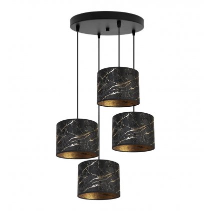 wiszaca lampa werona z abazurami w kolorze czarnym ze zlotymi akcentami