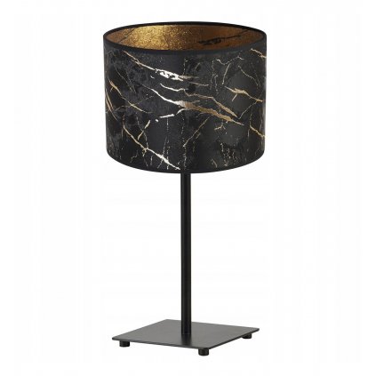 nowoczesna lampka nocna werona gia z abazurem wzor czarno zloty