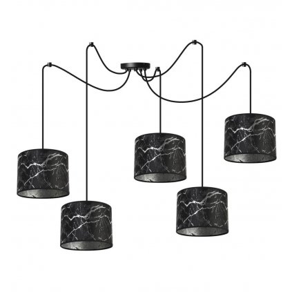 elagancka lampa wiszaca pajak werona z abazurem wzor srebrny marmur