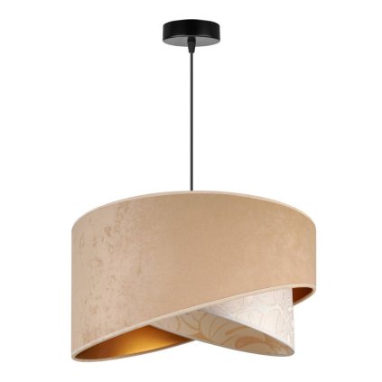 elegancka lampa z abazurem werona czarno bezowe wykonczenie wzor liscie