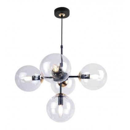 lampa wiszaca sufitowa z regulacja zyrandol metalowy bezbarwne szklane klosze e14