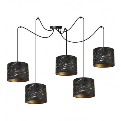 nowoczesna lampa sufitowa werona typu pajak z abazurem wzor czarno zloty