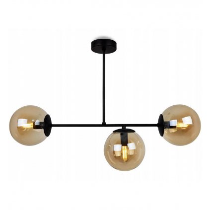 designerski zyrandol szklane kule z metalowymi okuciami