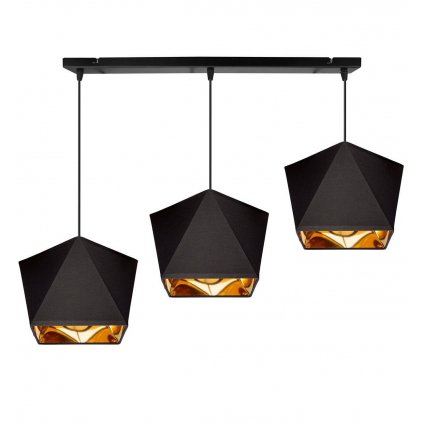 czarna lampa wiszaca z abazurami diament zloty srodek