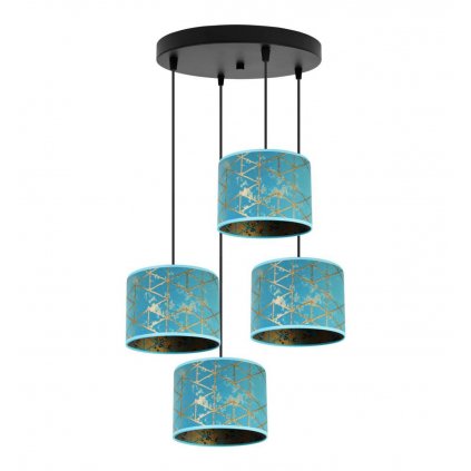 nowoczesna wiszaca lampa werona niebieska ze wzorem geometrycznym