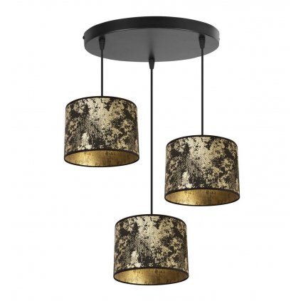 wiszaca lampa werona z okraglymi abazurami w kolorze czarno zlotym