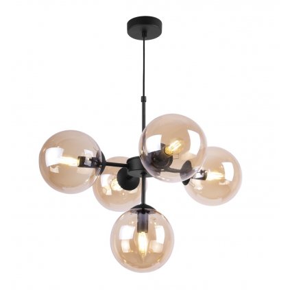 lampa wiszaca sufitowa styl loftowy zyrandol czarny miodowe klosze e14