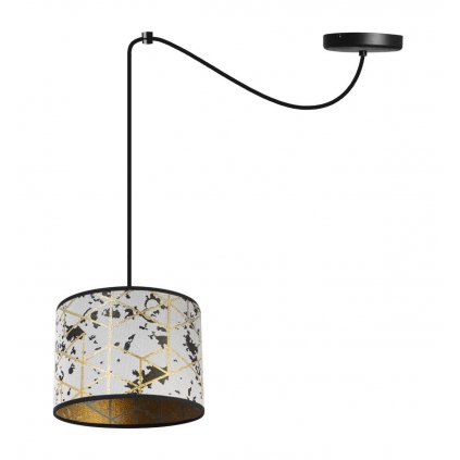 wyjatkowa lampa wiszaca spider werona z abazurem bialo zloty wzor