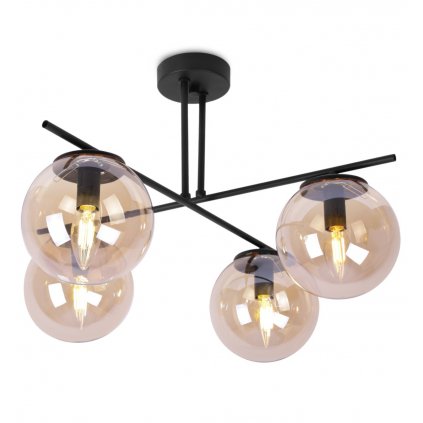 lampa sufitowa zyrandol czarny w stylu loft miodowe klosze e14