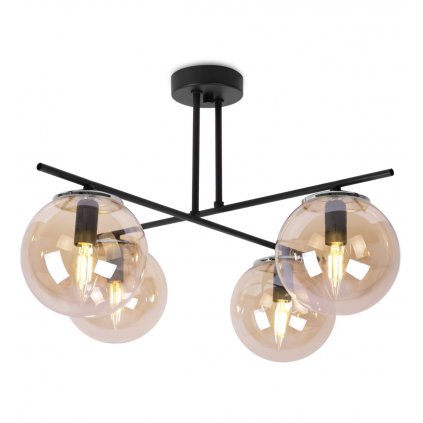 lampa sufitowa w stylu loft zyrandol szklane klosze miodowe e14