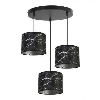 wiszaca lampa werona z abazurami w kolorze czerni i srebrnym wzorem