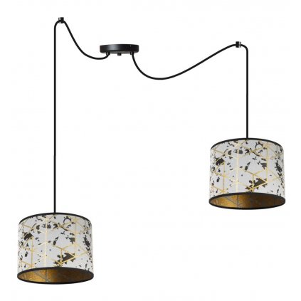 nowoczesna lampa z regulacja typu pajak werona czarna z bialo zlotym wzorem