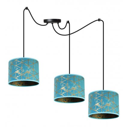 lampa wiszaca werona z regulacja typu pajak niebiesko zloty wzor