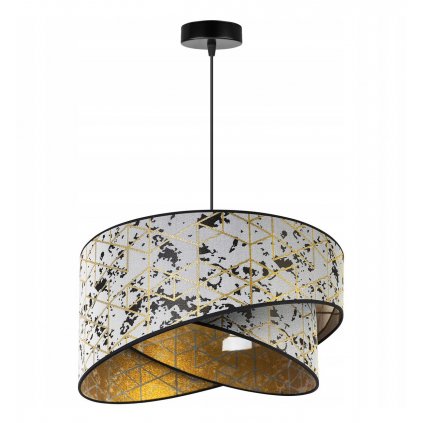 elegancka srebrno zlota lampa wiszaca z abazurem werona