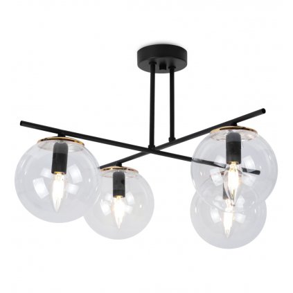 lampa sufitowa zyrandol czarny klosze szklane przezroczyste e14