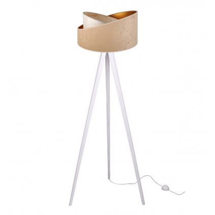 nowoczesna lampa podlogowa na bialym trojnogu werona z abazurem