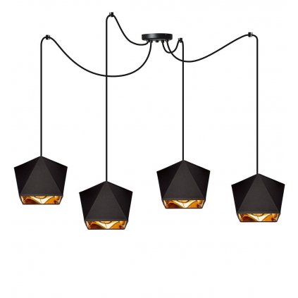 lampa wiszaca zyrandol z abazurami diament zloto