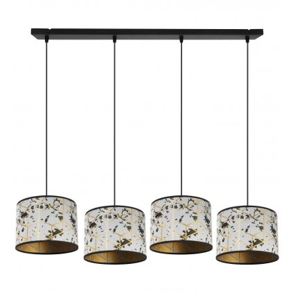 nowoczesna lampa wiszaca na listwie werona czarna z bialo zlotym wzorem