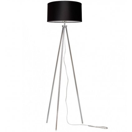 lampa stojaca podlogowa trojnog z abazurem chrom
