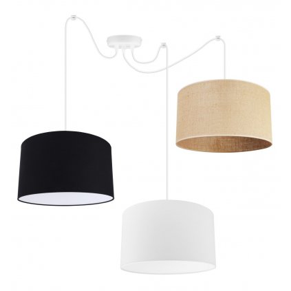 nowoczesna lampa wiszaca z abazurami spider juta matero