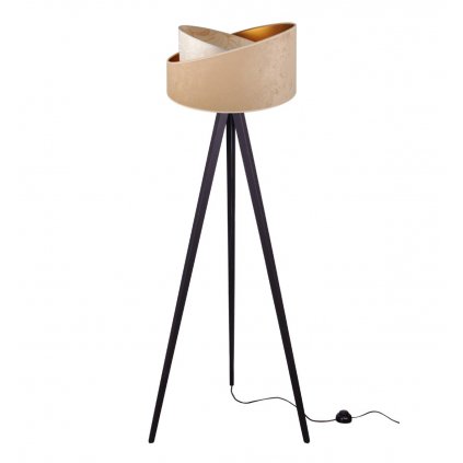 nowoczesna lampa podlogowa na czarnym trojnogu werona z abazurem