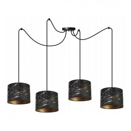 nowoczesna lampa wiszaca werona typu pajak abazury o czarno zlotym wzorze