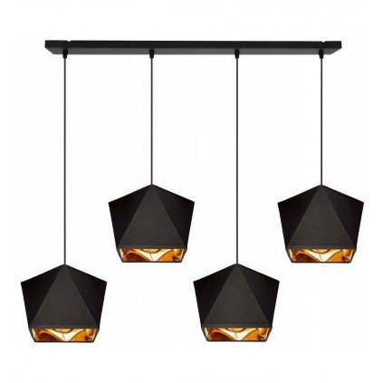 elegancka lampa wiszaca z abazurami i miedzianym srodkiem