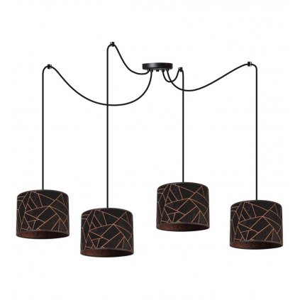 lampa wiszaca z regulacja werona spider abazury z miedzianym geometrycznym wzorem